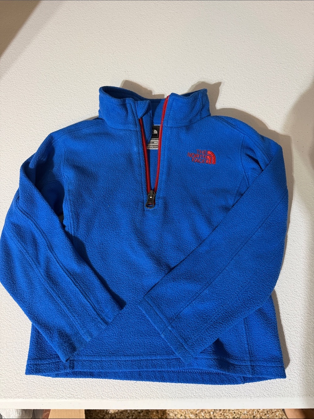 The North Face Kids 3T Blue Fleece 1/4 Zip Pullover with Red Trim